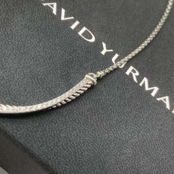 David Yurman Sterling Silver Crossover Bar Pendant Necklace - Picture 7 of 11